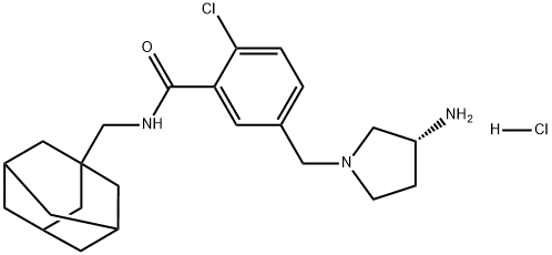 N-(ADAMANTAN-1-YLMETHYL)-5-[(3R-AMINO-PYRROLIDIN-1-YL)METHYL]-2-CHLORO-BENZAMIDE结构式