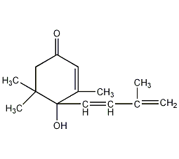 3,5,5-三甲基-4-(3-甲基丁二烯基)-4-羟基-2-环己烯-1-酮结构式