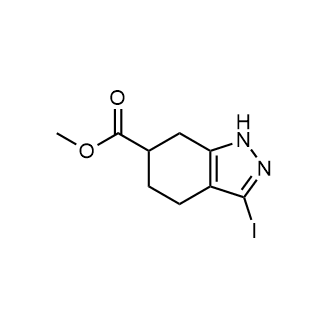 Methyl 3-iodo-4,5,6,7-tetrahydro-1H-indazole-6-carboxylate structure