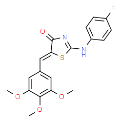 2-(4-fluoroanilino)-5-(3,4,5-trimethoxybenzylidene)-1,3-thiazol-4(5H)-one structure