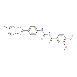 3,4-Dimethoxy-N-{[4-(6-methyl-1,3-benzothiazol-2-yl)phenyl]carbamothioyl}benzamide结构式