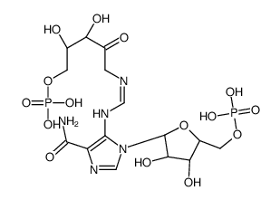 [(2R,3S,4R,5R)-5-[4-carbamoyl-5-[[(3R,4R)-3,4-dihydroxy-2-oxo-5-phosphonooxypentyl]iminomethylamino]imidazol-1-yl]-3,4-dihydroxyoxolan-2-yl]methyl dihydrogen phosphate Structure