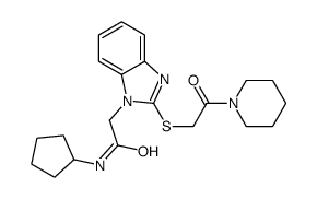 1H-Benzimidazole-1-acetamide,N-cyclopentyl-2-[[2-oxo-2-(1-piperidinyl)ethyl]thio]-(9CI) Structure