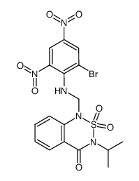 1-(2-bromo-4,6-dinitro-anilinomethyl)-3-isopropyl-2,2-dioxo-2,3-dihydro-1H-2λ6-benzo[1,2,6]thiadiazin-4-one结构式