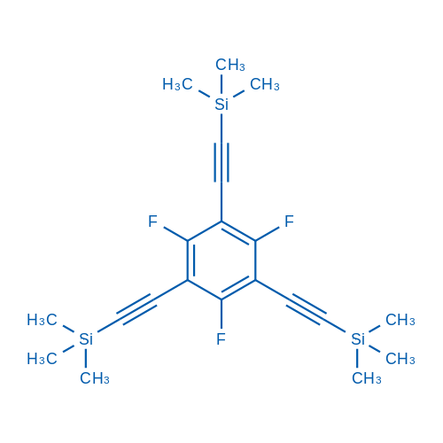 ((2,4,6-三氟苯-1,3,5-三基)三(乙炔-2,1-二基))三(三甲基硅烷)结构式