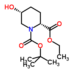 1-tert-butyl 2-ethyl (2R,5R)-5-hydroxypiperidine-1,2-dicarboxylate结构式