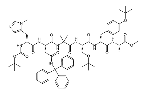 Boc-Pmh-Asn(Trt)-Aib-Ser(tBu)-D-Tyr(tBu)-Ala-OMe结构式