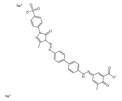 5-[[4'-[[4,5-dihydro-3-methyl-5-oxo-1-(4-sulphophenyl)-1H-pyrazol-4-yl]azo][1,1'-biphenyl]-4-yl]azo]-3-methylsalicylic acid, sodium salt结构式