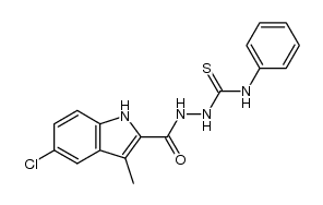 1-phenyl-3-(5'-chloro-3'-methyl-indole-2'-carboxamido)-thiourea结构式