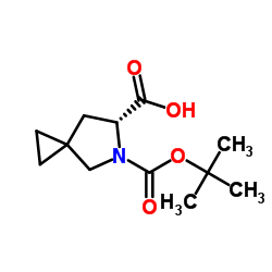 (6R)-5-{[(2-Methyl-2-propanyl)oxy]carbonyl}-5-azaspiro[2.4]heptane-6-carboxylic acid structure