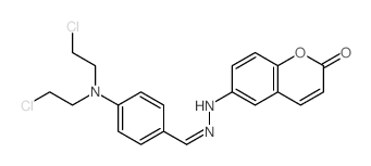 6-[2-[[4-[bis(2-chloroethyl)amino]phenyl]methylidene]hydrazinyl]chromen-2-one structure