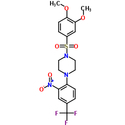 1-[(3,4-Dimethoxyphenyl)sulfonyl]-4-[2-nitro-4-(trifluoromethyl)phenyl]piperazine结构式