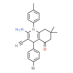 2-amino-4-(4-bromophenyl)-7,7-dimethyl-1-(4-methylphenyl)-5-oxo-1,4,5,6,7,8-hexahydro-3-quinolinecarbonitrile Structure