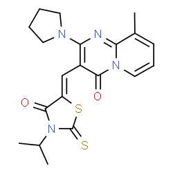 (Z)-3-isopropyl-5-((9-methyl-4-oxo-2-(pyrrolidin-1-yl)-4H-pyrido[1,2-a]pyrimidin-3-yl)methylene)-2-thioxothiazolidin-4-one结构式