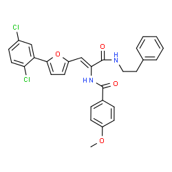 (Z)-N-(1-(5-(2,5-dichlorophenyl)furan-2-yl)-3-oxo-3-(phenethylamino)prop-1-en-2-yl)-4-methoxybenzamide picture