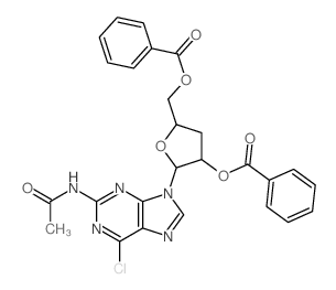 [5-(2-acetamido-6-chloro-purin-9-yl)-4-benzoyloxy-oxolan-2-yl]methyl benzoate structure