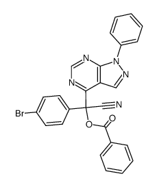 (4-bromophenyl)(cyano)(1-phenyl-1H-pyrazolo[3,4-d]pyrimidin-4-yl)methyl benzoate Structure