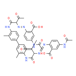 2,2'-[(3,3'-dimethyl[1,1'-biphenyl]-4,4'-diyl)bis[imino(1-acetyl-2-oxo-2,1-ethanediyl)azo]]bis[5-(acetylamino)benzoic] acid Structure