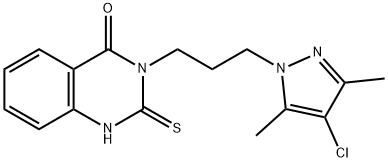 3-[3-(4-chloro-3,5-dimethyl-1H-pyrazol-1-yl)propyl]-2-mercaptoquinazolin-4(3H)-one Structure