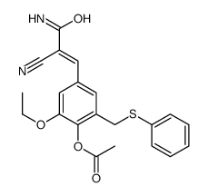 [4-[(E)-3-amino-2-cyano-3-oxoprop-1-enyl]-2-ethoxy-6-(phenylsulfanylmethyl)phenyl] acetate结构式