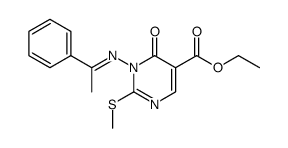 ethyl 1-(α-methylbenzylidene)amino-1,6-dihydro-2-methylthio-6-oxo-pyrimidine-5-carboxylate结构式