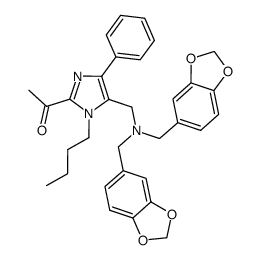 1-(5-{[bis(1,3-benzodioxol-5-ylmethyl)amino]methyl}-1-butyl-4-phenyl-1H-imidazol-2-yl)ethanone Structure