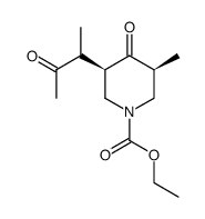 ethyl rel(3R,5S)-5-methyl-3-(3-oxo-2-butyl)-4-oxopiperidine-1-carboxylate结构式