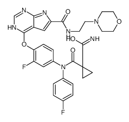 1-N'-[3-fluoro-4-[[6-(2-morpholin-4-ylethylcarbamoyl)-7H-pyrrolo[2,3-d]pyrimidin-4-yl]oxy]phenyl]-1-N'-(4-fluorophenyl)cyclopropane-1,1-dicarboxamide结构式
