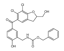 6,7-dichloro-2,3-dihydro-5-<3-<<(benzyloxycarbonyl)amino>methyl>-4-hydroxybenzoyl>-2-benzofuranmethanol Structure