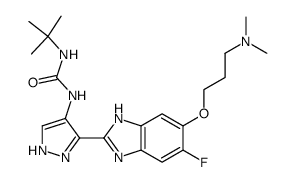 1-tert-Butyl-3-{3-[6-(3-dimethylamino-propoxy)-5-fluoro-1H-benzimidazol-2-yl]-1H-pyrazol-4-yl}urea结构式