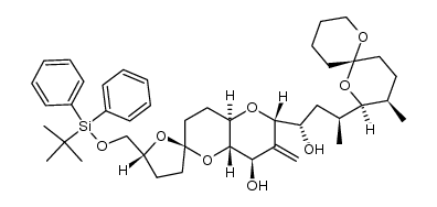 (2R,4a'R,5R,6'S,8'R,8a'S)-5-(((tert-butyldiphenylsilyl)oxy)methyl)-6'-((1S,3S)-1-hydroxy-3-((2S,3R,6S)-3-methyl-1,7-dioxaspiro[5.5]undecan-2-yl)butyl)-7'-methyleneoctahydro-3H,3'H-spiro[furan-2,2'-pyrano[3,2-b]pyran]-8'-ol structure
