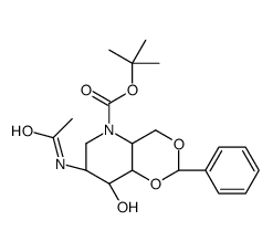 2-Acetamido-4,6-O-benzylidene-N-(tert-butoxycarbonyl)-1,2,5-trideoxy-1,5-imino-D-glucitol structure