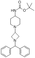 [1-[1-(diphenylmethyl)-3-azetidinyl]-4-piperidinyl]-carbamic acid 1,1-dimethylethyl ester structure