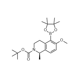 叔丁基 (R)-6-甲氧基-1-甲基-5-(4,4,5,5-四甲基-1,3,2-二氧苯甲醛-2-基)-3,4-二氢异喹啉-2(1H)-羧酸盐结构式