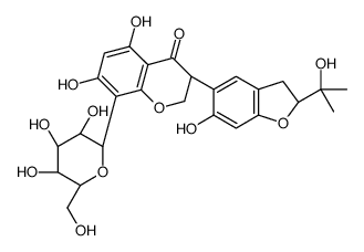 3-[2,3-Dihydro-6-hydroxy-2-(1-hydroxy-1-methylethyl)benzofuran-5-yl]-8-(β-D-glucopyranosyl)-2,3-dihydro-5,7-dihydroxy-4H-1-benzopyran-4-one结构式