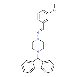 4-(9H-fluoren-9-yl)-N-(3-methoxybenzylidene)piperazin-1-amine结构式