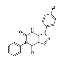 1-(4-chloro-phenyl)-5-phenyl-1,7-dihydro-pyrazolo[3,4-d]pyrimidine-4,6-dione结构式