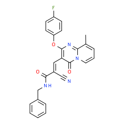 (2E)-N-benzyl-2-cyano-3-[2-(4-fluorophenoxy)-9-methyl-4-oxo-4H-pyrido[1,2-a]pyrimidin-3-yl]prop-2-enamide Structure