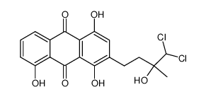 (RS)-2-(4,4-Dichlor-3-hydroxy-3-methylbutyl)-1,4,8-trihydroxy-9,10-anthrachinon结构式