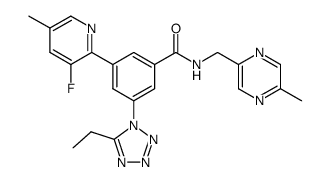 3-(5-ethyltetrazol-1-yl)-5-(3-fluoro-5-methylpyridin-2-yl)-N-(5-methylpyrazin-2-yl-methyl)benzamide结构式