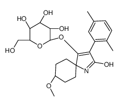 Cis-3-(2,5-dimethylphenyl)-8-methoxy-2-oxo-1-azaspiro(4.5)dec-3-en-4-yl beta-D-glucopyranoside structure