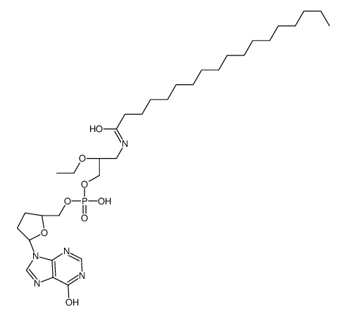 [2-ethoxy-3-(octadecanoylamino)propyl] [(2S,5R)-5-(6-oxo-3H-purin-9-yl)oxolan-2-yl]methyl hydrogen phosphate Structure