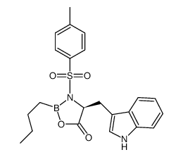 (S)-2-butyl-4-(1H-3-indolylmethyl)-3-<(4-methylphenyl)sulfonyl>-1,3,2-oxazaborolidin-5-one Structure