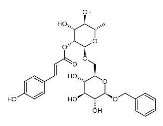 benzyl-2-O-trans-p-coumaroyl-α-L-rhamnopyranosyl-(1→6)-D-glucopyranoside Structure