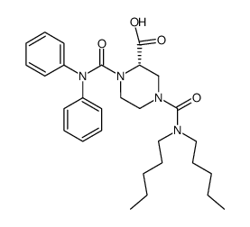 (S)-4-(dipentylcarbamoyl)-1-(diphenylcarbamoyl)piperazine-2-carboxylic acid Structure