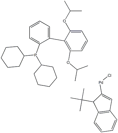 Chloro(1-t-butylindenyl)[2-(dicyclohexylphosphino)-2',6'-di-i-propoxy-1,1'-biphenyl]palladium(II) Structure