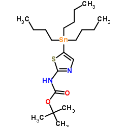 [5-(三丁基锡)噻唑-2-基]氨基甲酸叔丁酯结构式