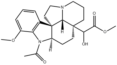 1-Acetyl-20-hydroxy-17-methoxyaspidospermidin-21-oic acid methyl ester结构式