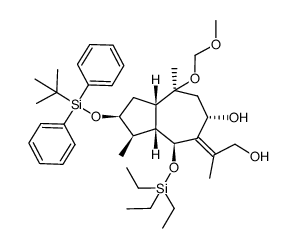 (1R,2S,3aS,4S,6S,8S,8aR,E)-2-((tert-butyldiphenylsilyl)oxy)-7-(1-hydroxypropan-2-ylidene)-4-(methoxymethoxy)-1,4-dimethyl-8-((triethylsilyl)oxy)decahydroazulen-6-ol结构式