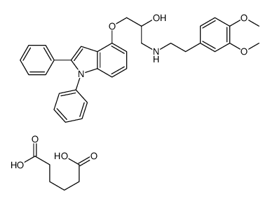 2-Propanol, 1-((2-(3,4-dimethoxyphenyl)ethyl)amino)-3-((1,2-diphenyl-1 H-indol-4-yl)oxy)-, hexanedioate (1:1) (salt) picture